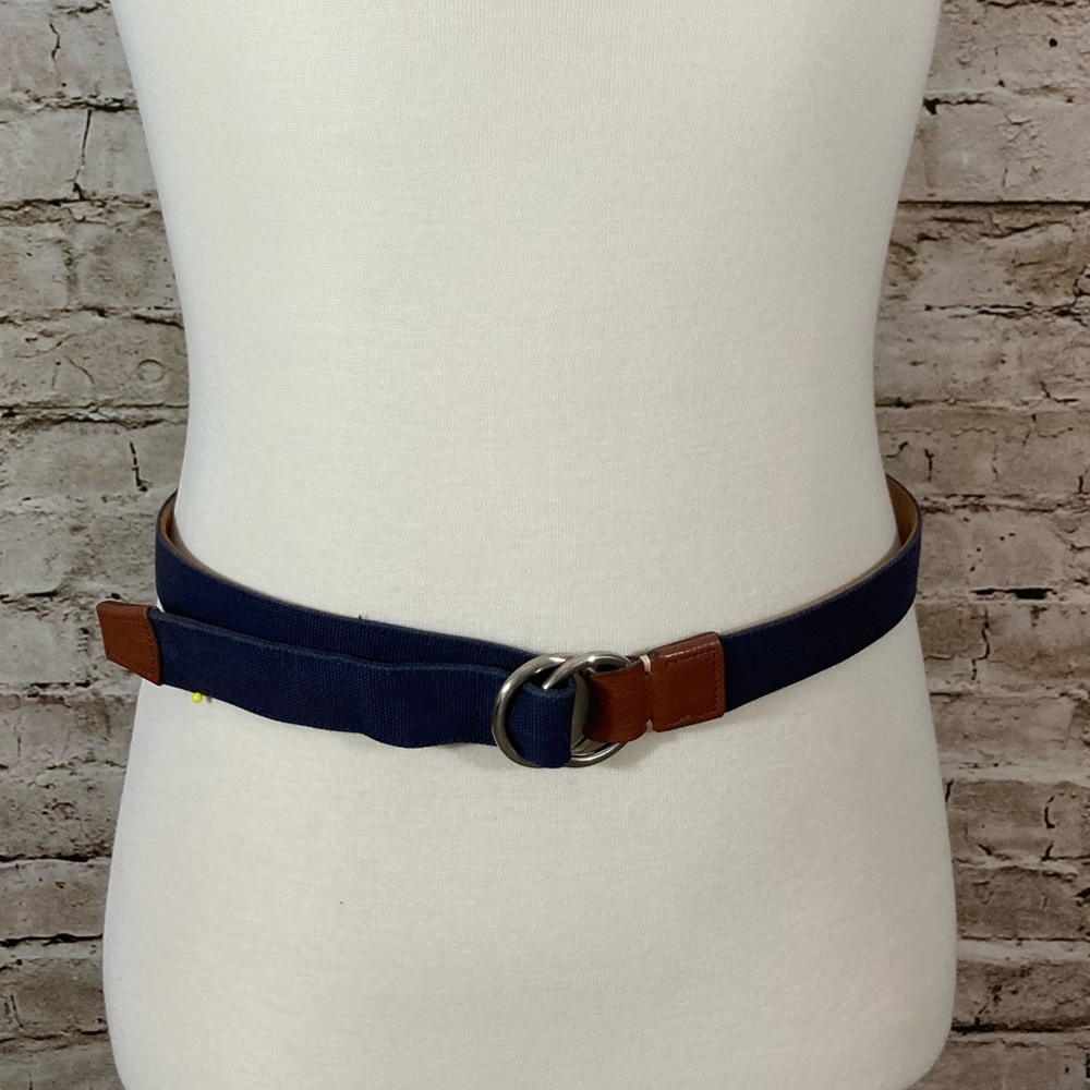 Peter Millar canvas navy leather belt size XXL